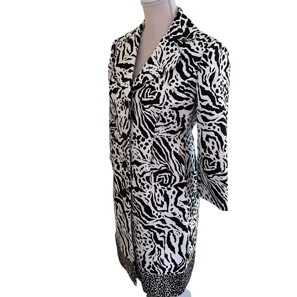 Andre Oliver Vintage Black And White Animal Print Coat 4 - Picture 4 of 11
